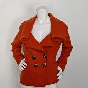 Millard Fillmore Orange Wool Blend Preppy Double Breasted Blazer Jacket Size M